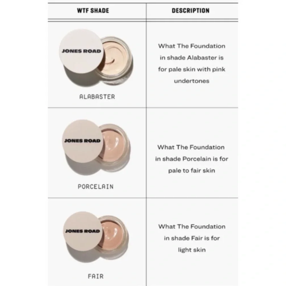 4 Jones Road WTF foundation or miracle balm or SPF colors to trial - Picture 7 of 10